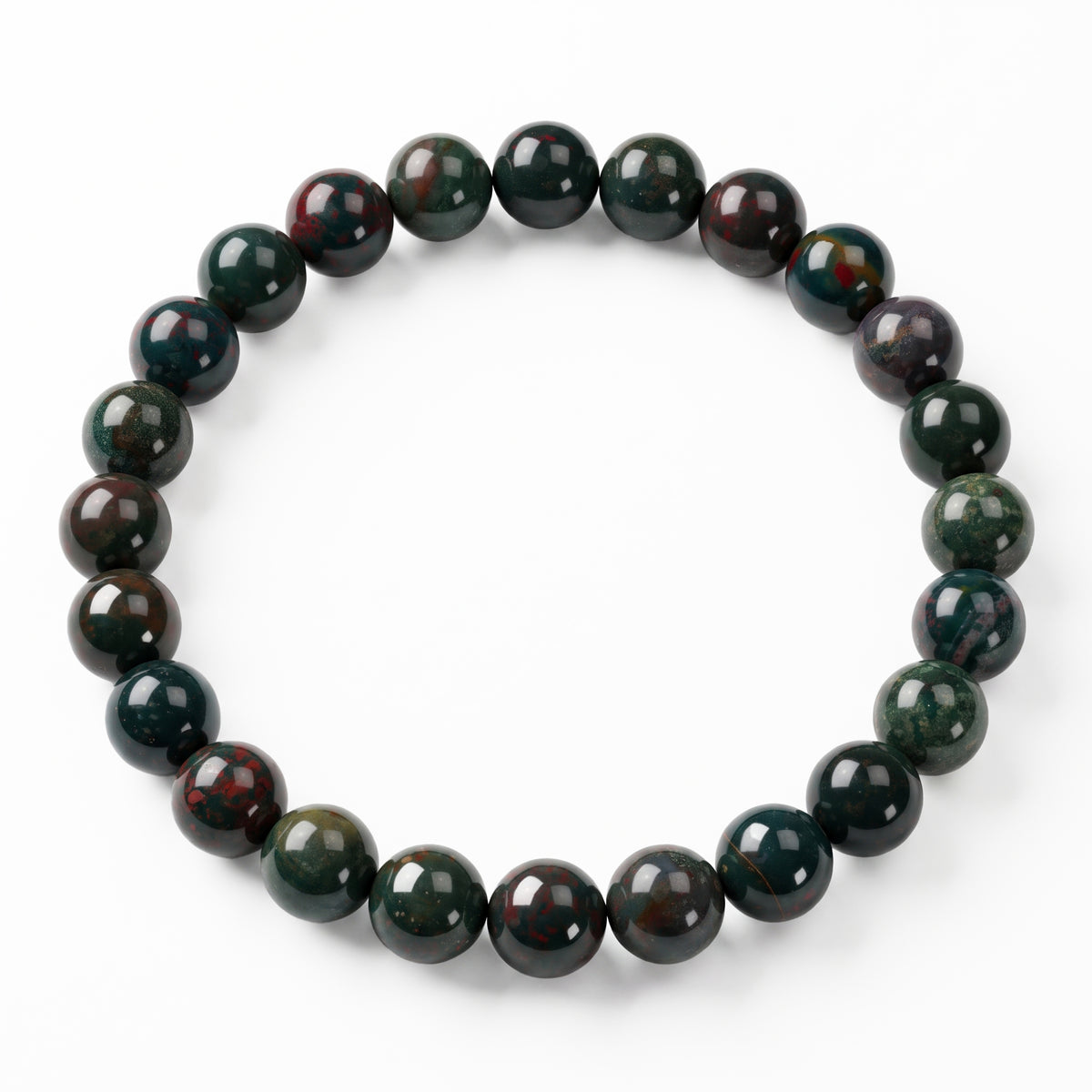 Verdant Bloodstone Bead Bracelet