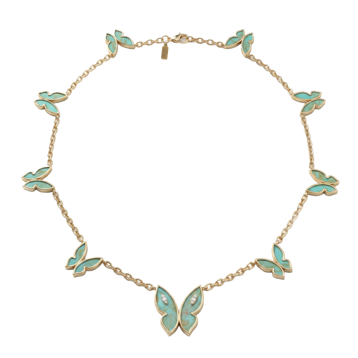 Farfalla Necklace, 9 Turquoise Motifs