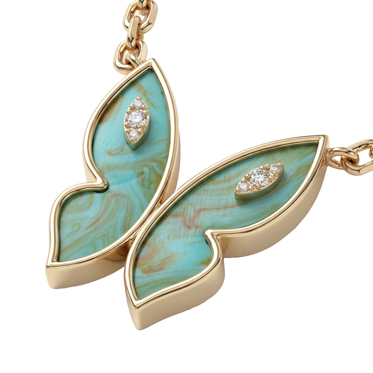 Farfalla Necklace, 9 Turquoise Motifs