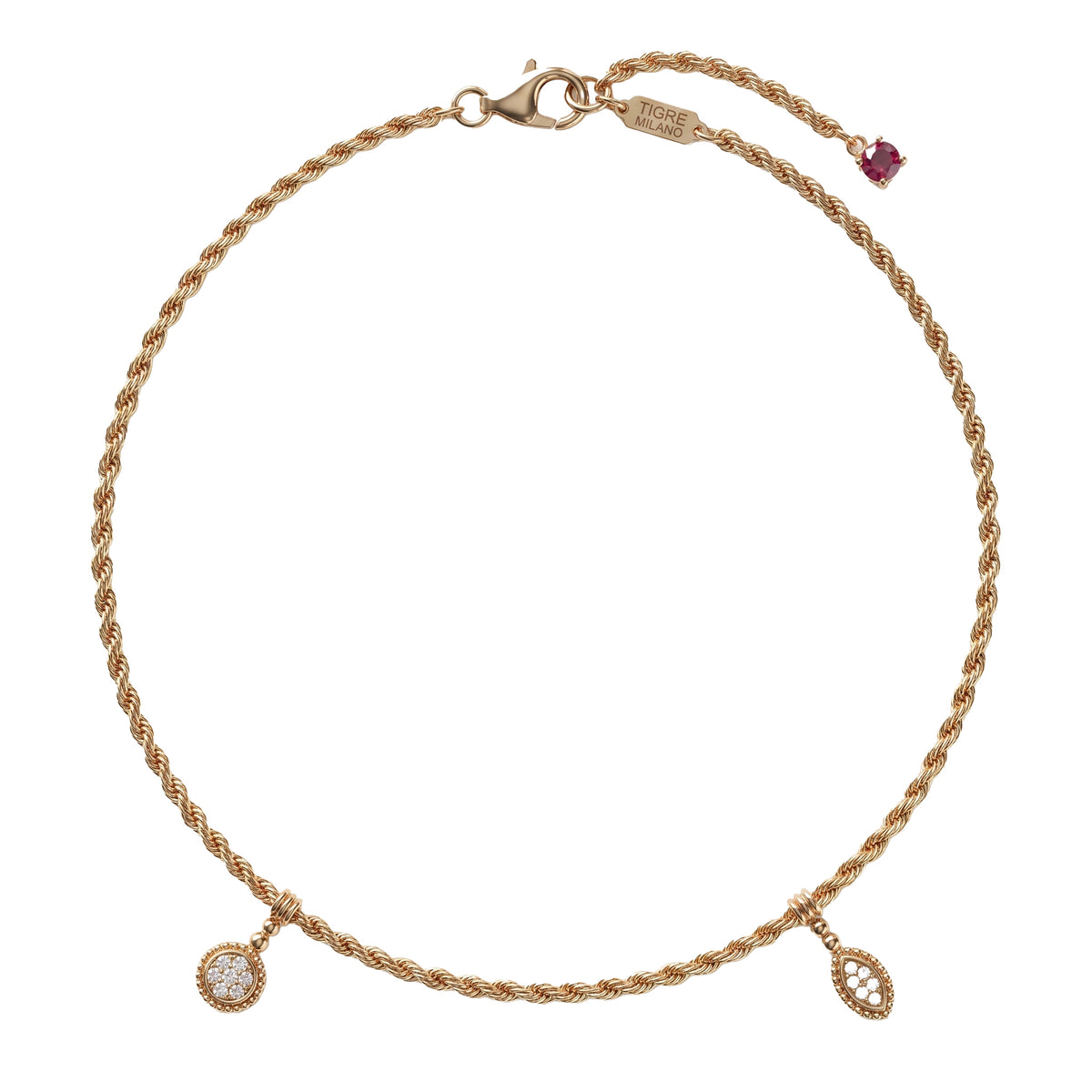 Diamond Anklet, 2 Motifs, Marquise & Round