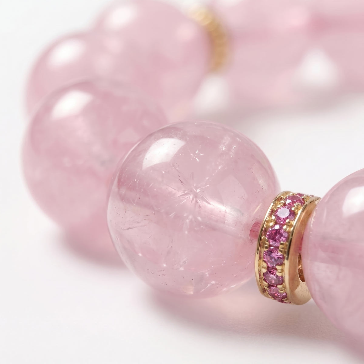 Rose Quartz Bracelet, 3 Stoppers