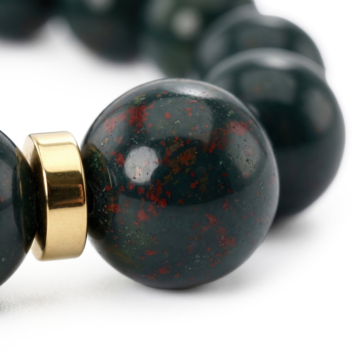Bloodstone Bracelet, 3 Gold Stoppers