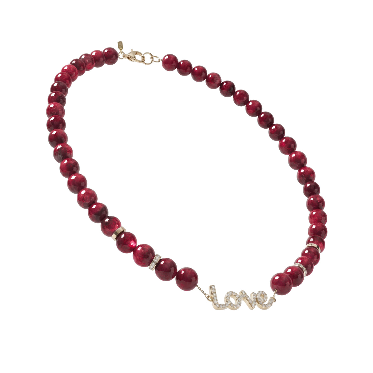 Love Diamond Crimson Bead Necklace