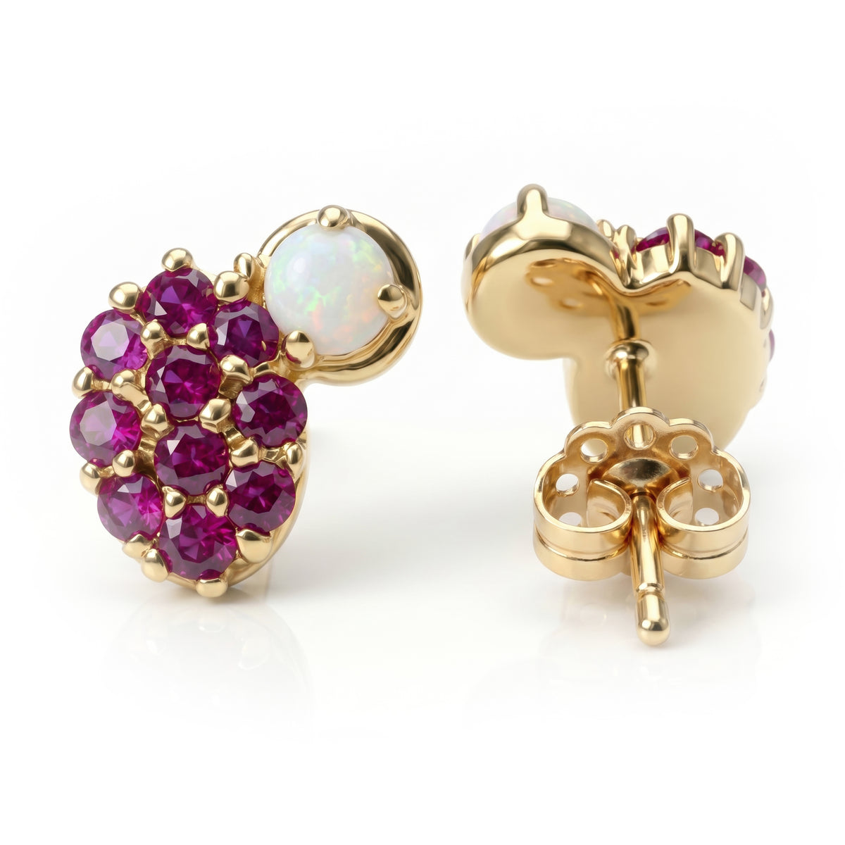 Blush Sapphire & Diamond Stud Earrings