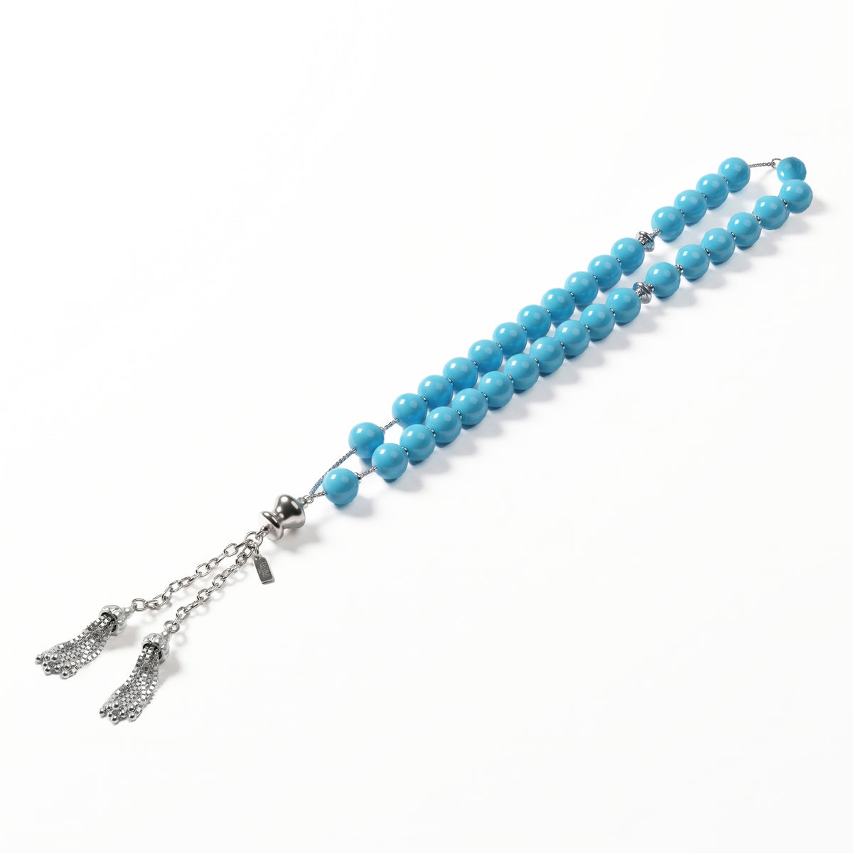 Turquoise & White Gold Misbaha, 8 mm