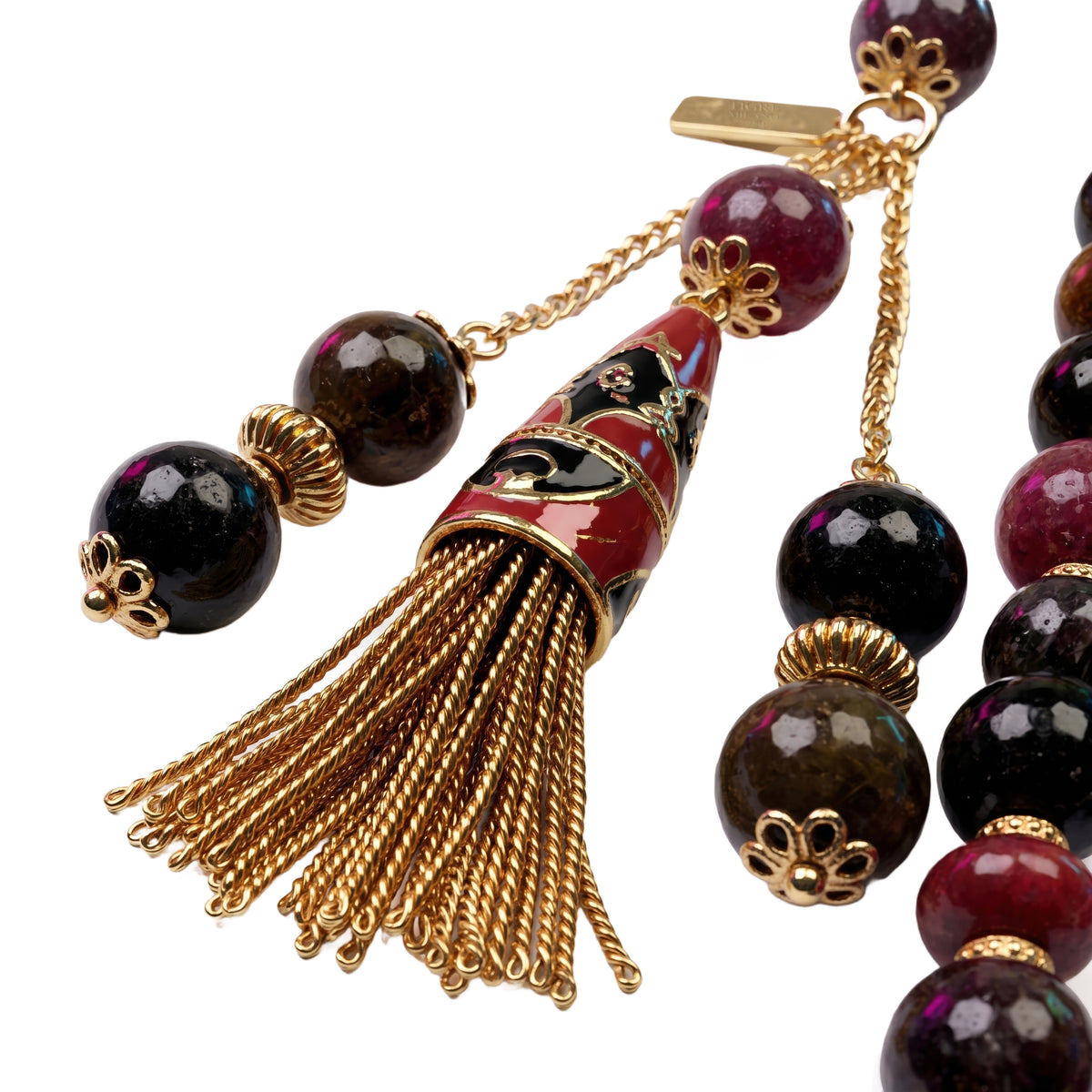Prisma Tourmaline & Gold Misbaha