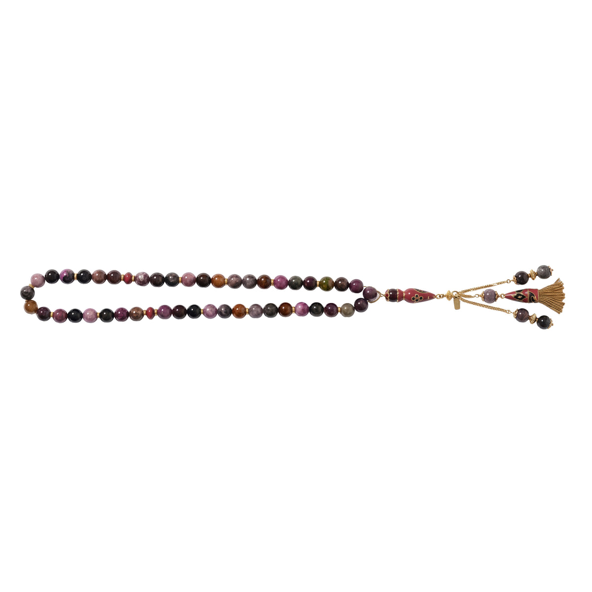 Prisma Tourmaline & Gold Misbaha