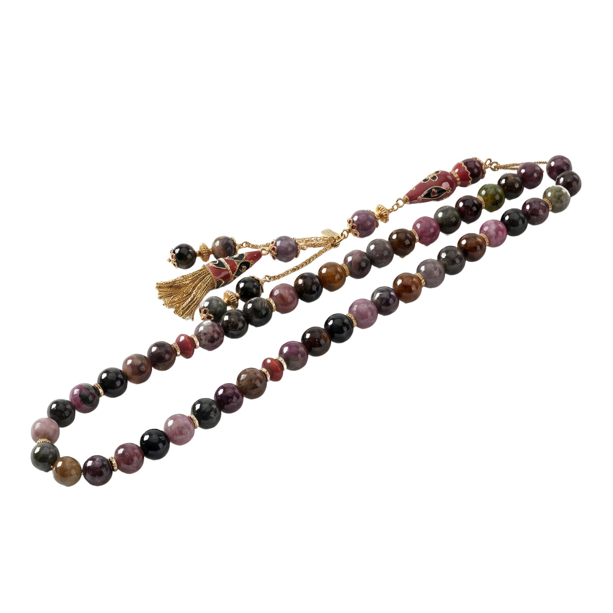 Prisma Tourmaline & Gold Misbaha