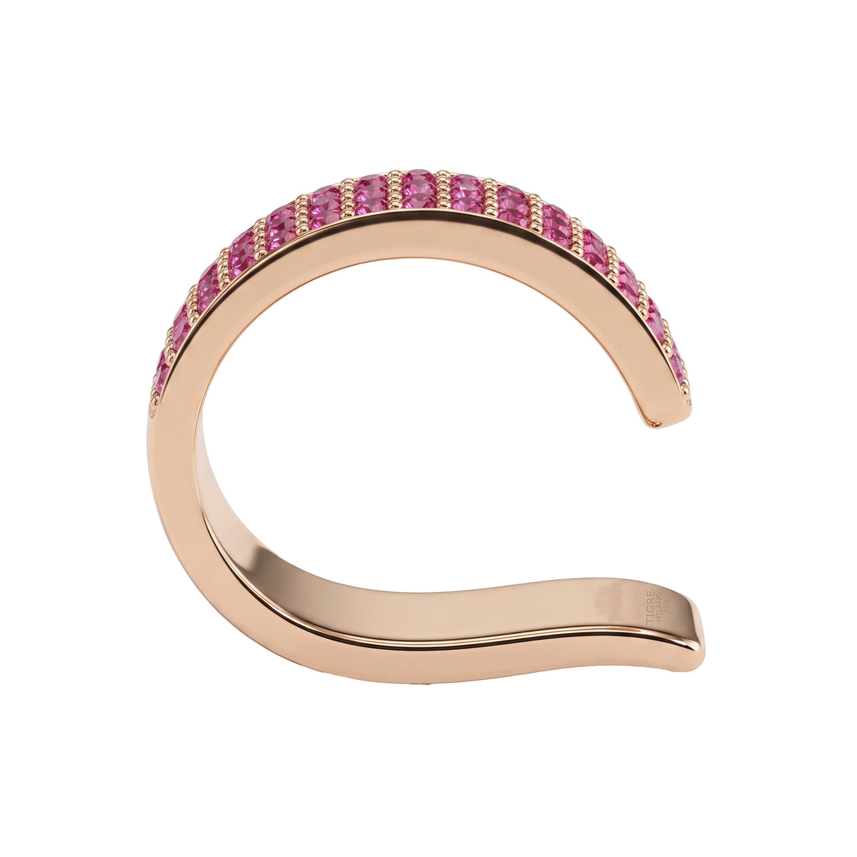Pink Sapphire Ear Cuff, 3 Rows
