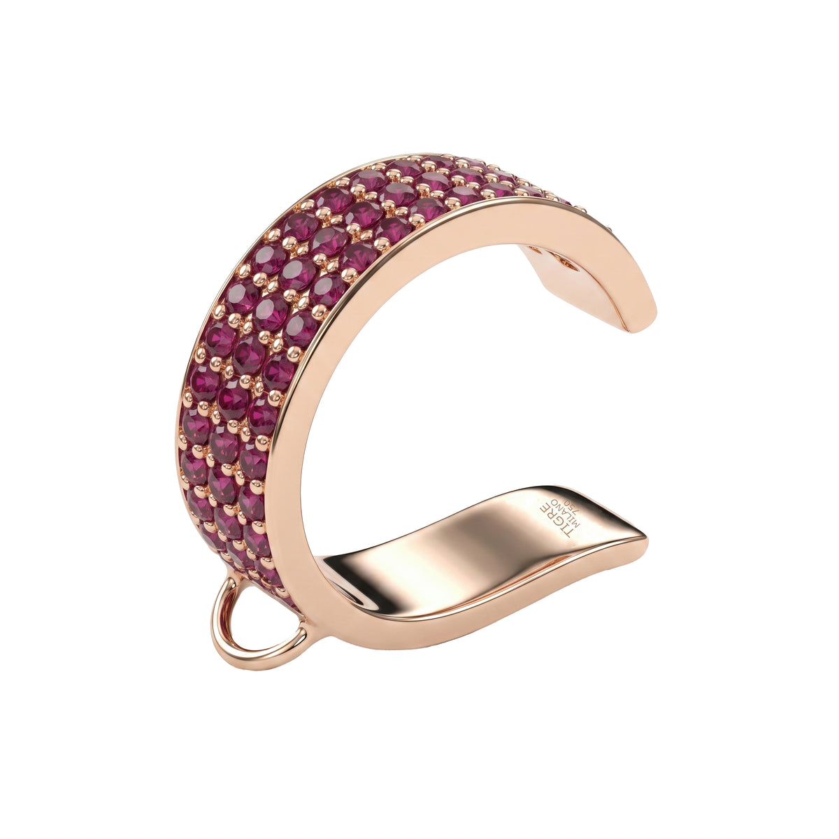 Pink Sapphire Ear Cuff, 3 Rows