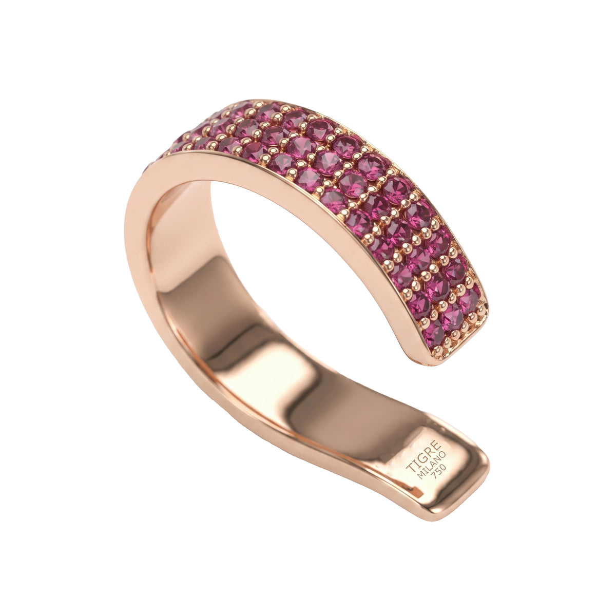 Pink Sapphire Ear Cuff, 3 Rows