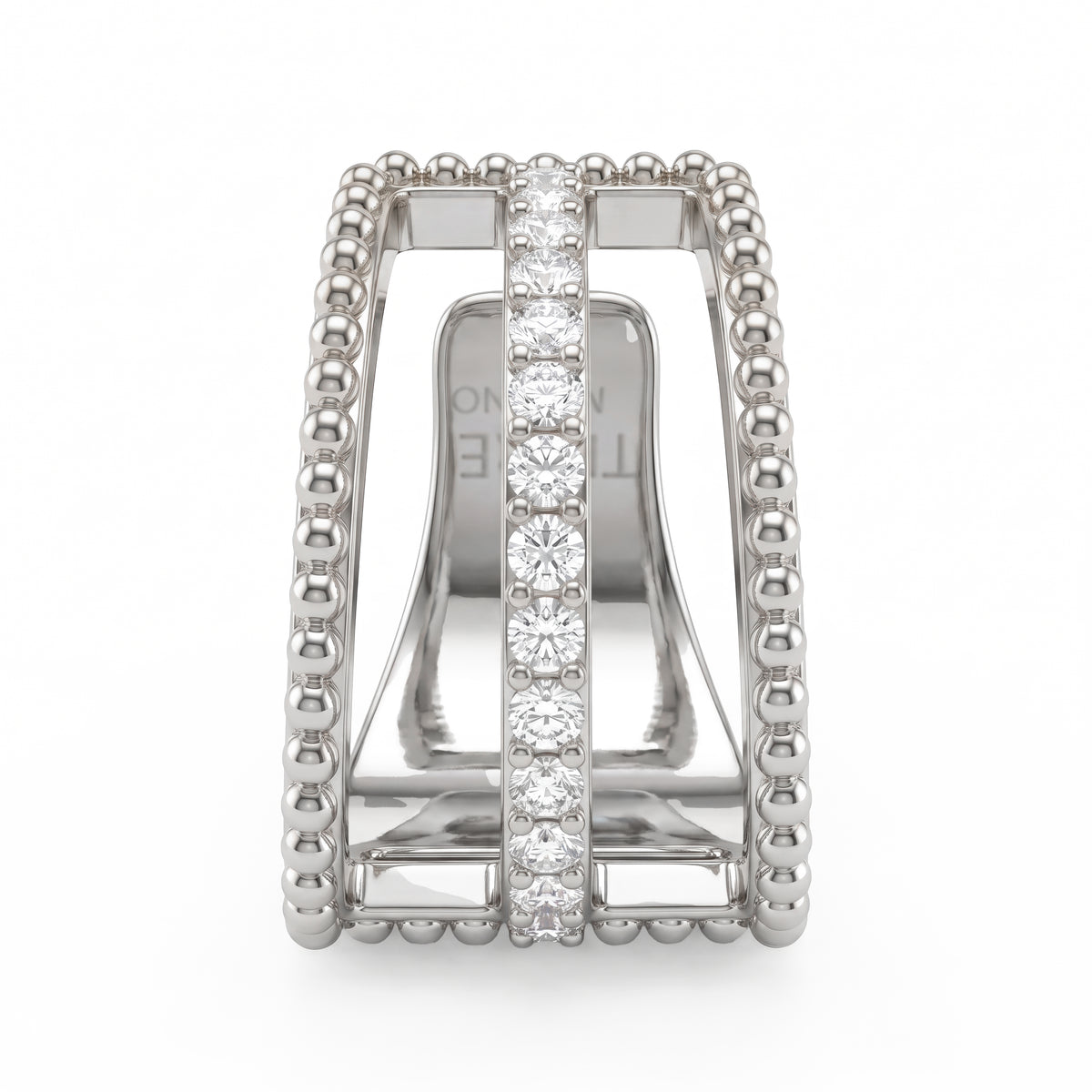 Diamond Ear Cuff, 3 Rows, Centre Set