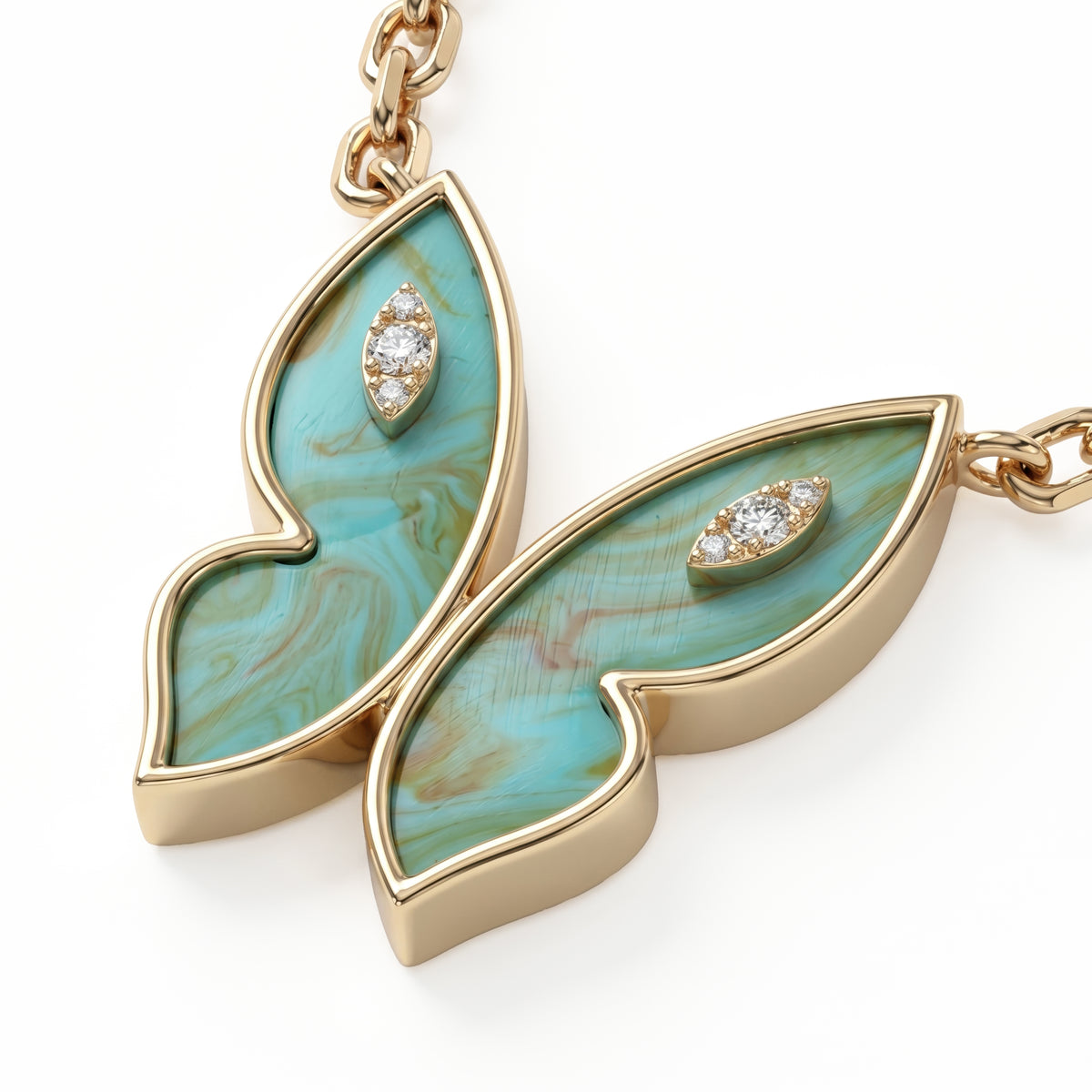 Farfalla Necklace, 9 Turquoise Motifs