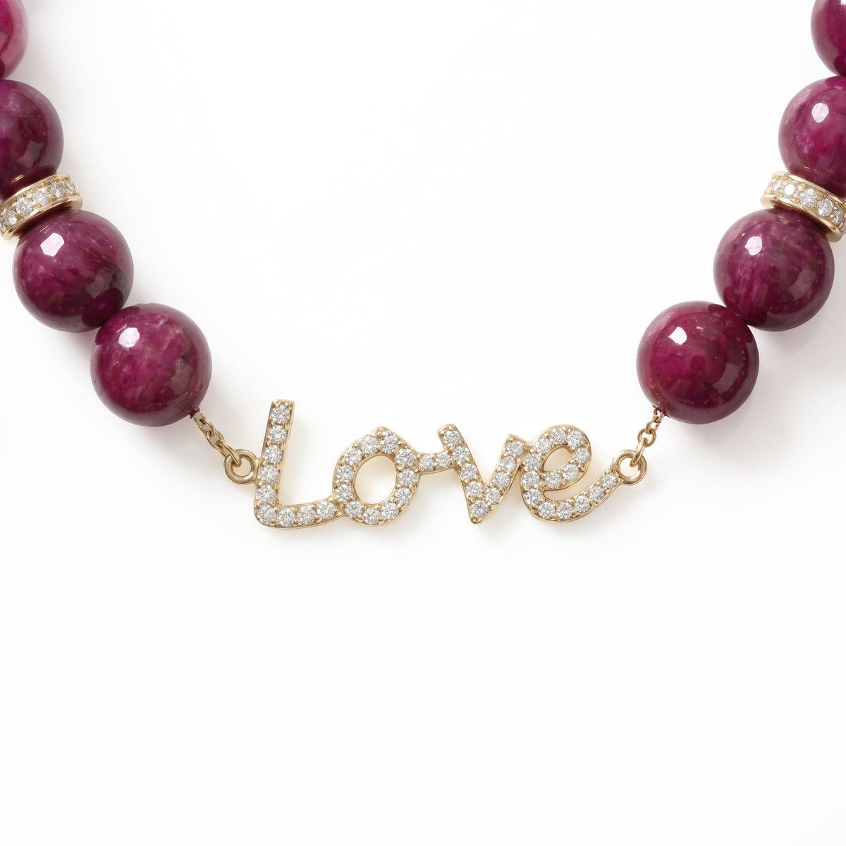Love Diamond Crimson Bead Necklace