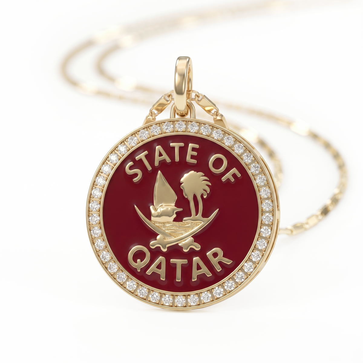 Qatar Rouge Enamel Pendant Necklace