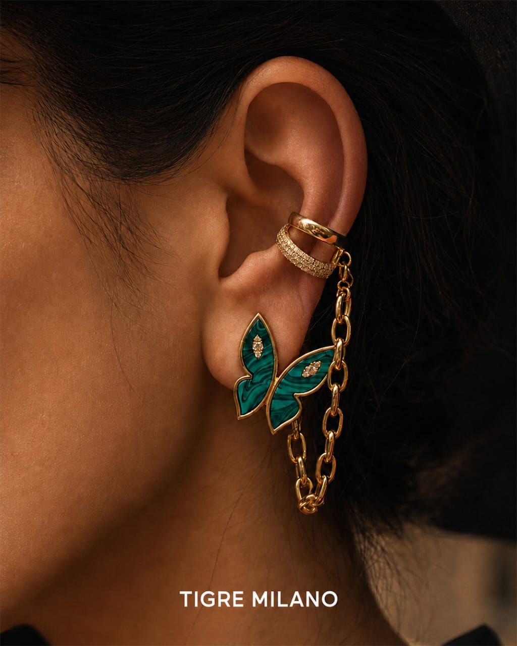 Farfalla Malachite Moyen Earrings