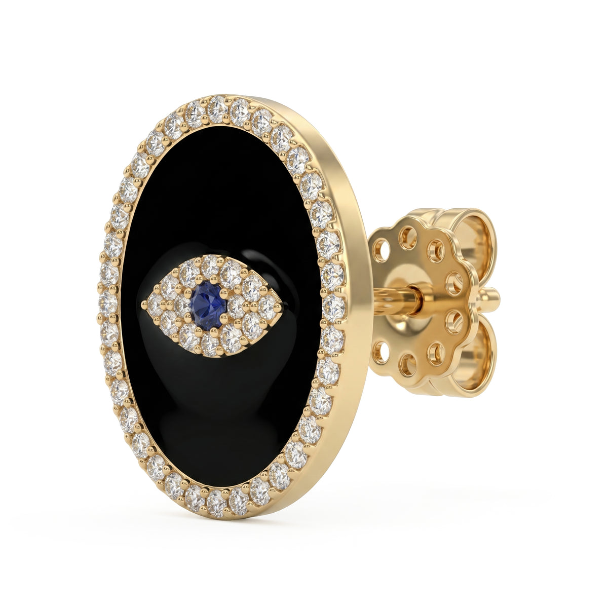 Noir Enamel Oval Earrings