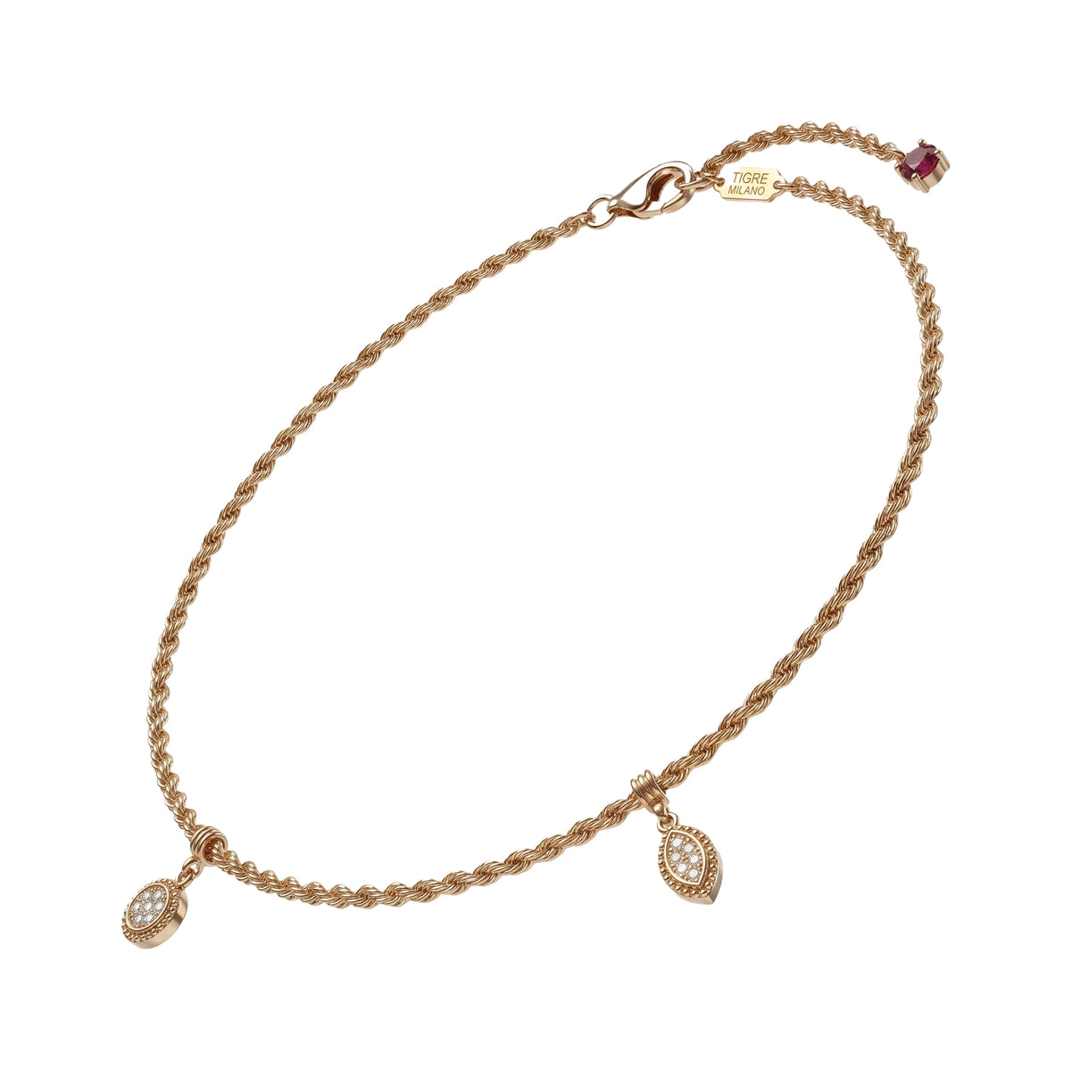 Diamond Anklet, 2 Motifs, Marquise & Round