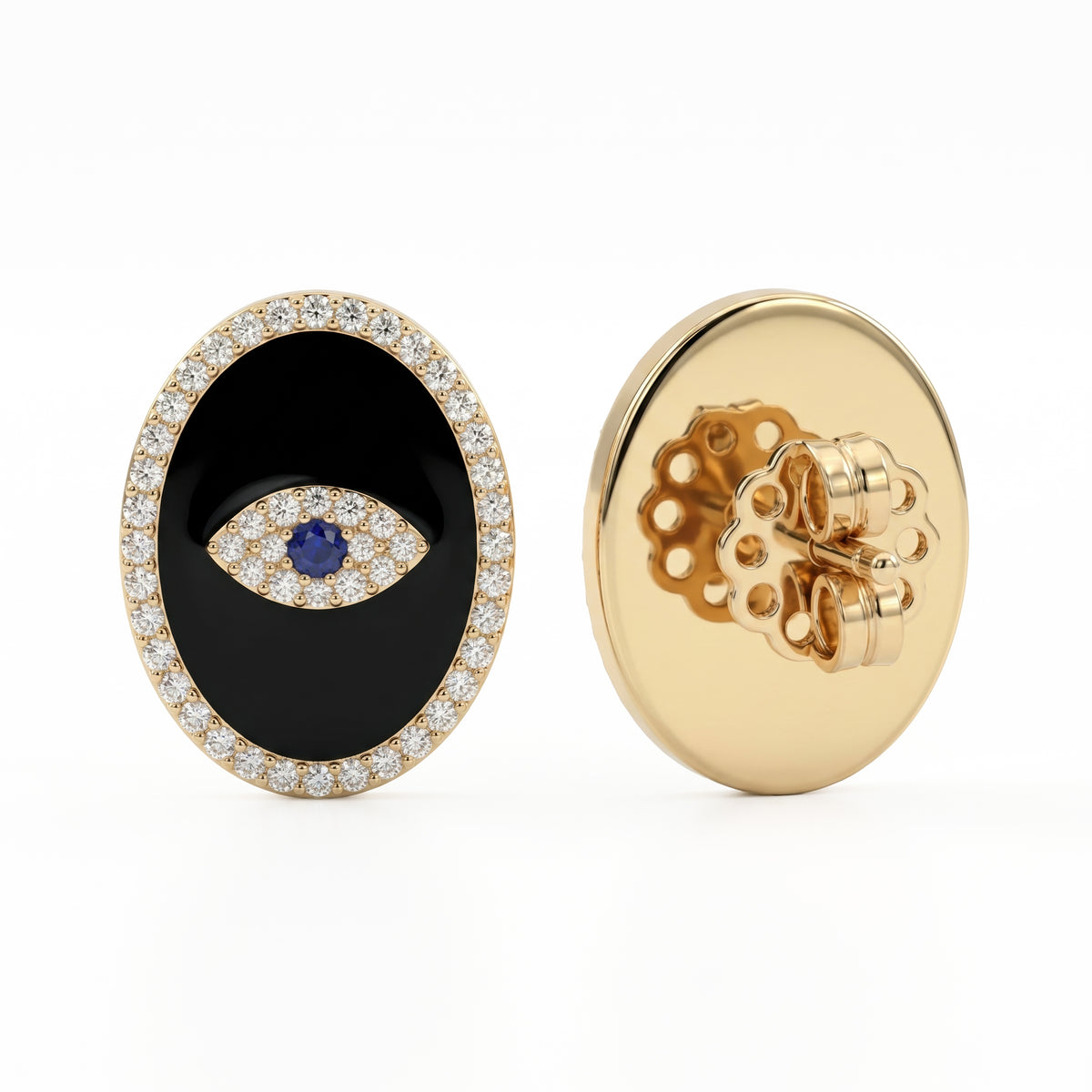 Noir Enamel Oval Earrings