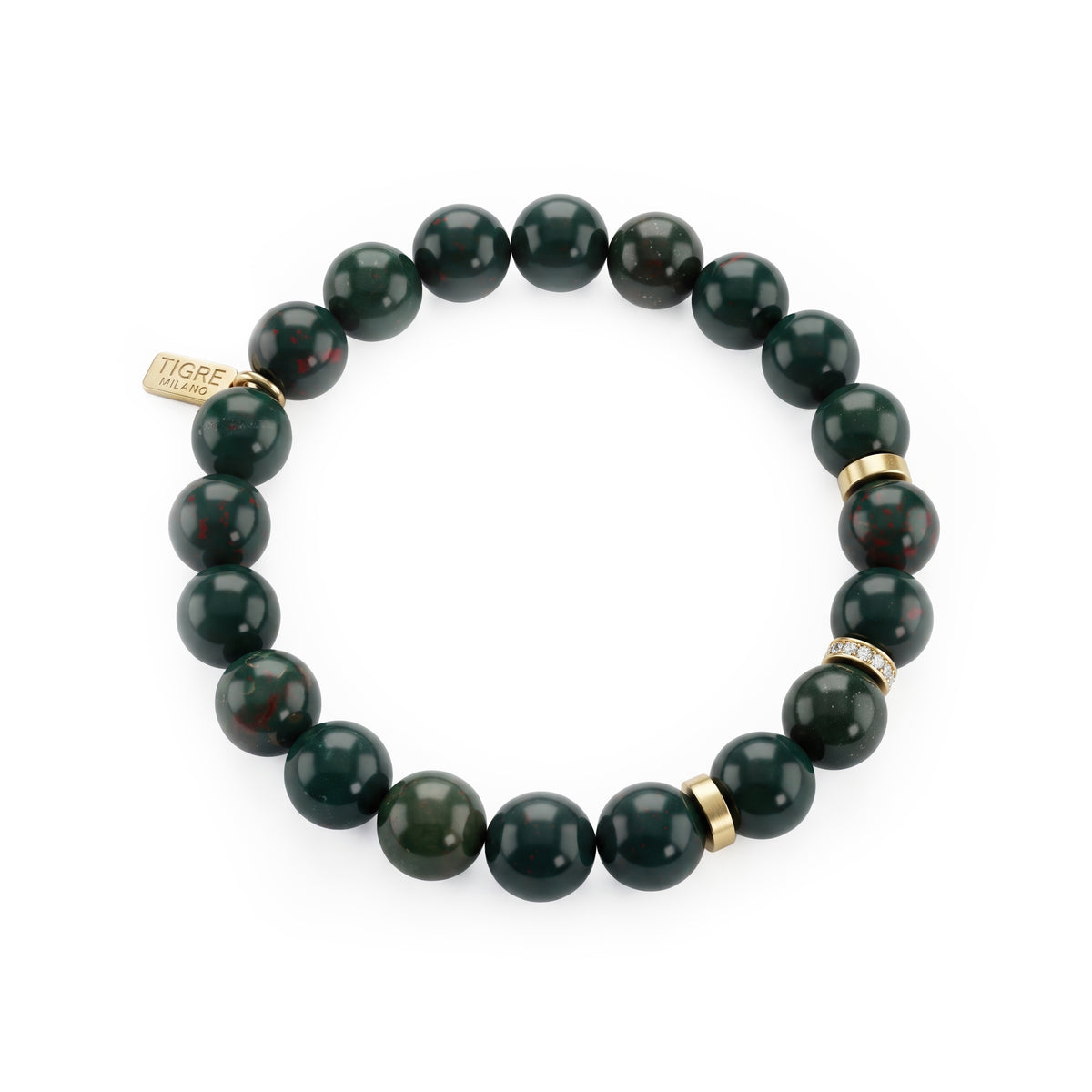 Bloodstone Bracelet, 3 Gold Stoppers