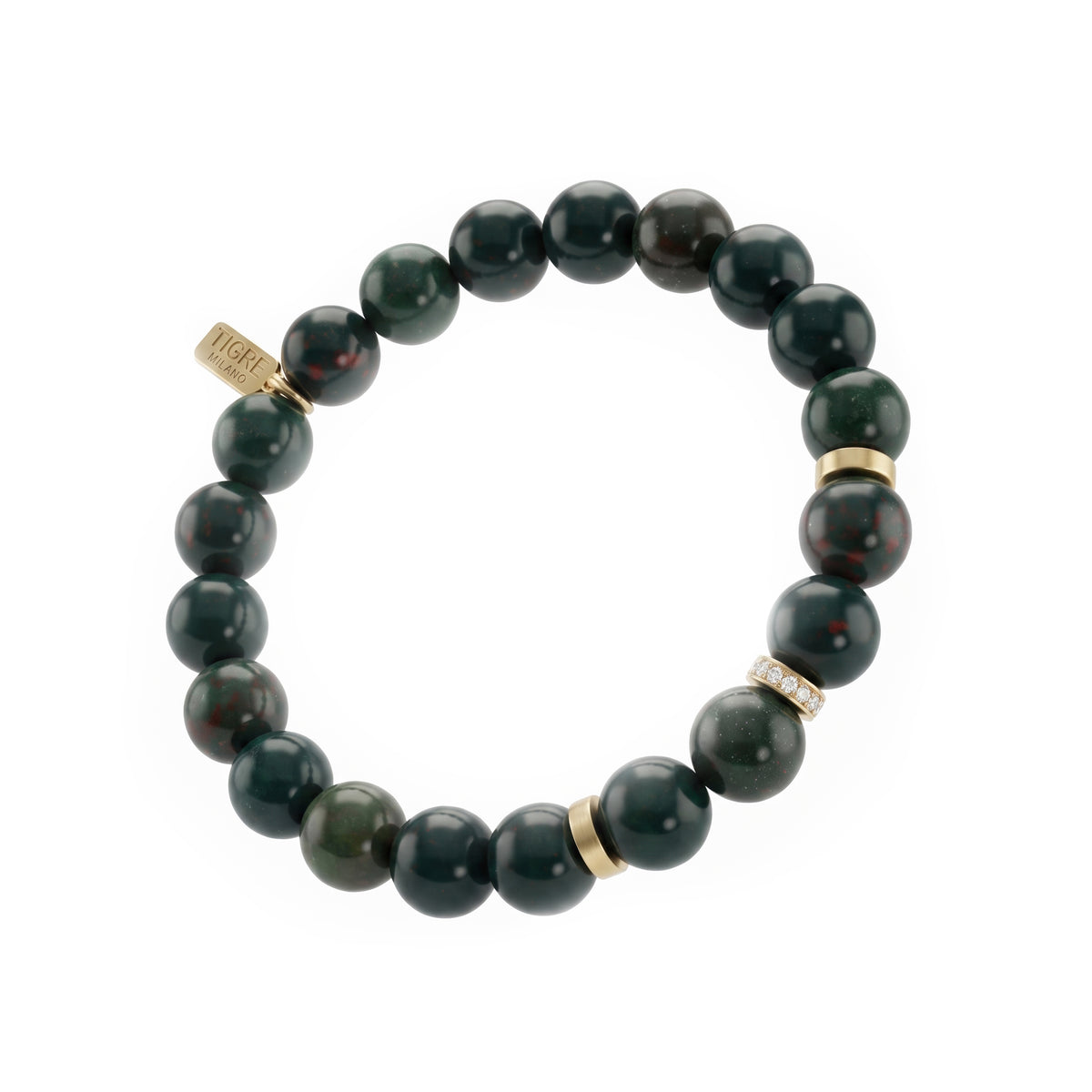 Bloodstone Bracelet, 3 Gold Stoppers
