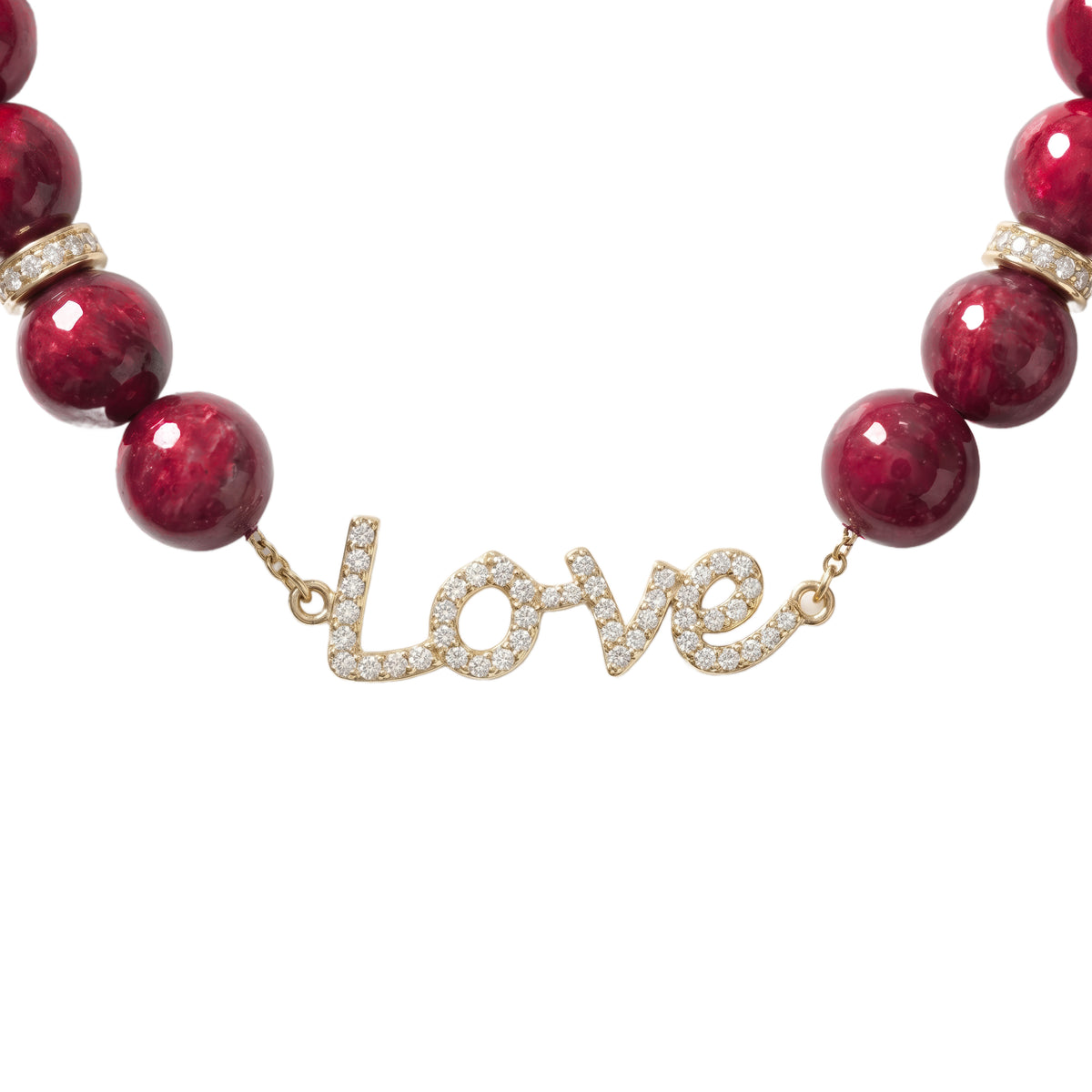 Love Diamond Crimson Bead Necklace