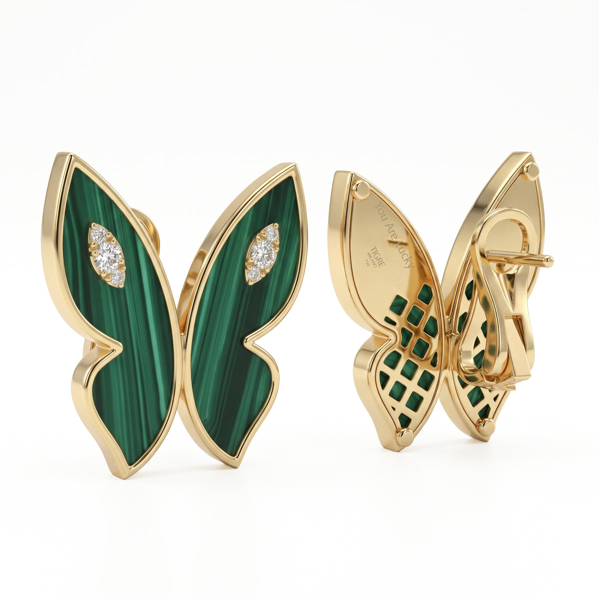 Farfalla Malachite Moyen Earrings