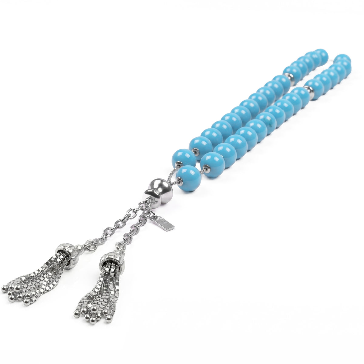 Turquoise & White Gold Misbaha, 8 mm