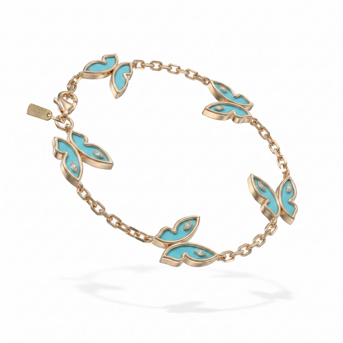 Farfalla Bracelet, 5 Turquoise Motifs