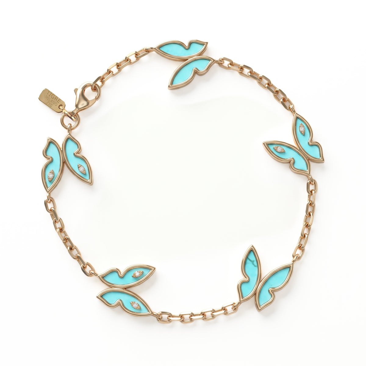 Farfalla Bracelet, 5 Turquoise Motifs