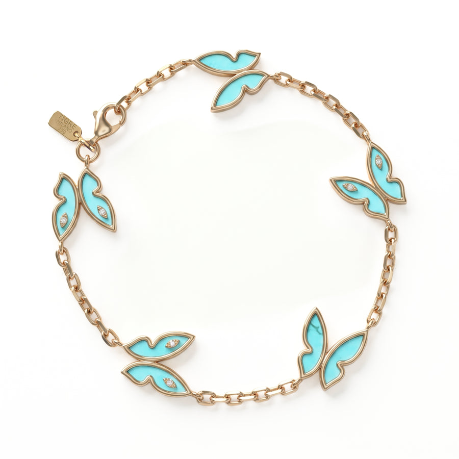 Farfalla Bracelet, 5 Turquoise Motifs