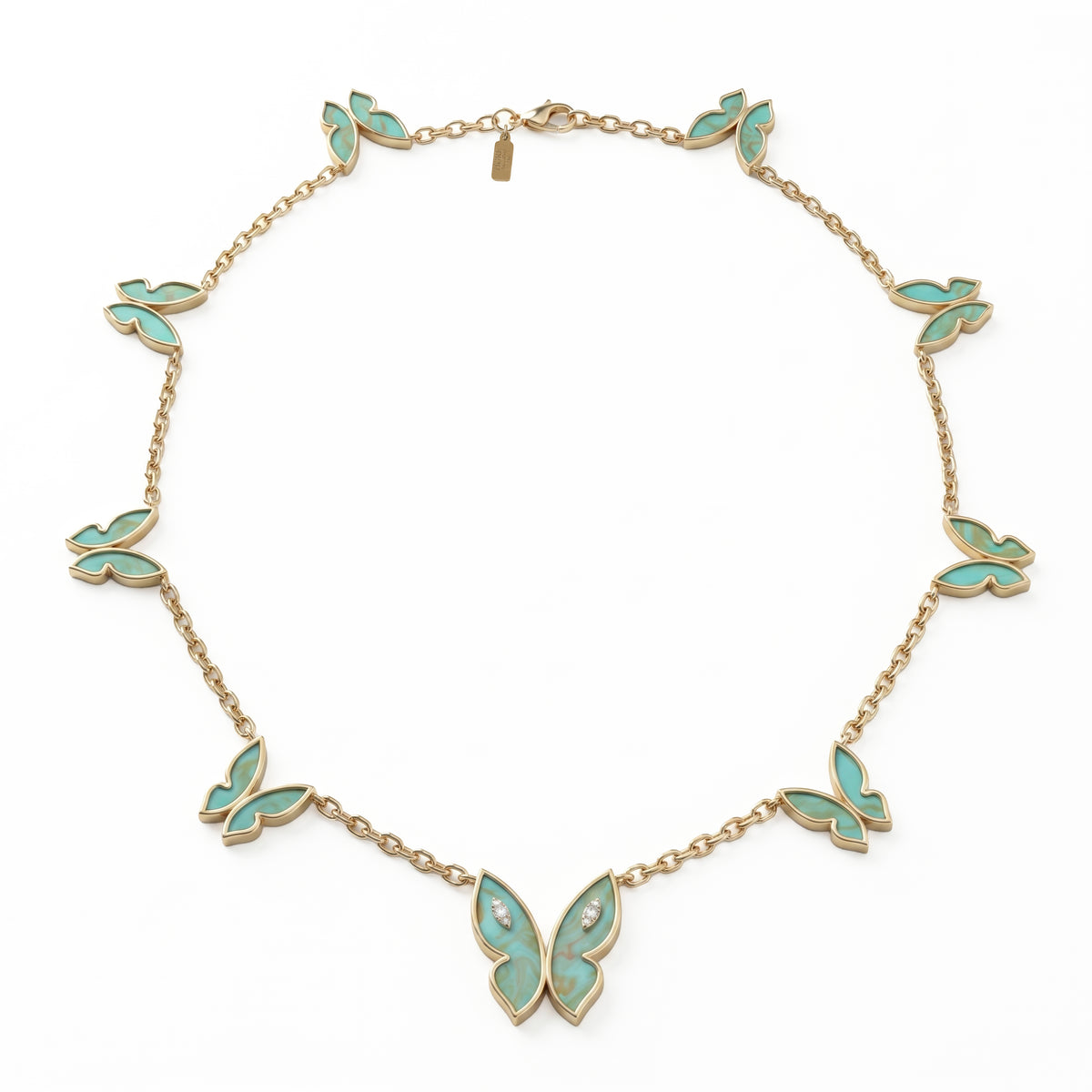 Farfalla Necklace, 9 Turquoise Motifs