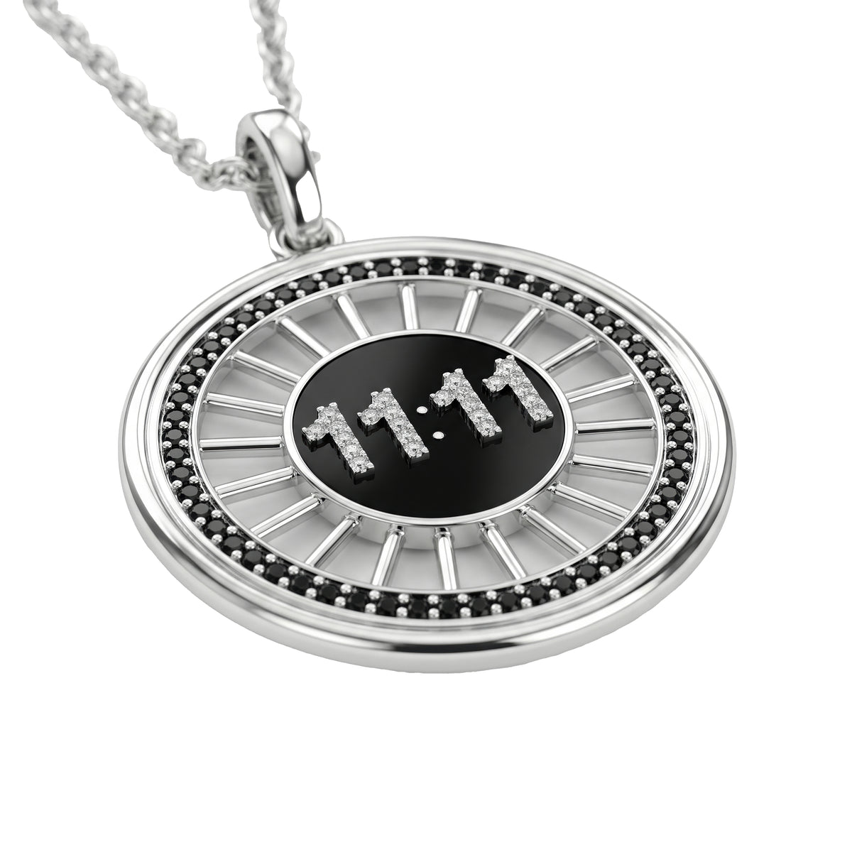 11:11 Noir Diamond Medallion Necklace