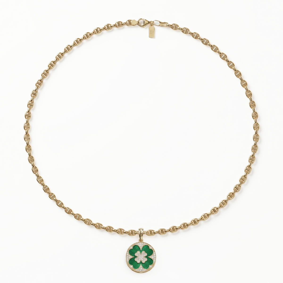 Trèfle Green Enamel Diamond Necklace