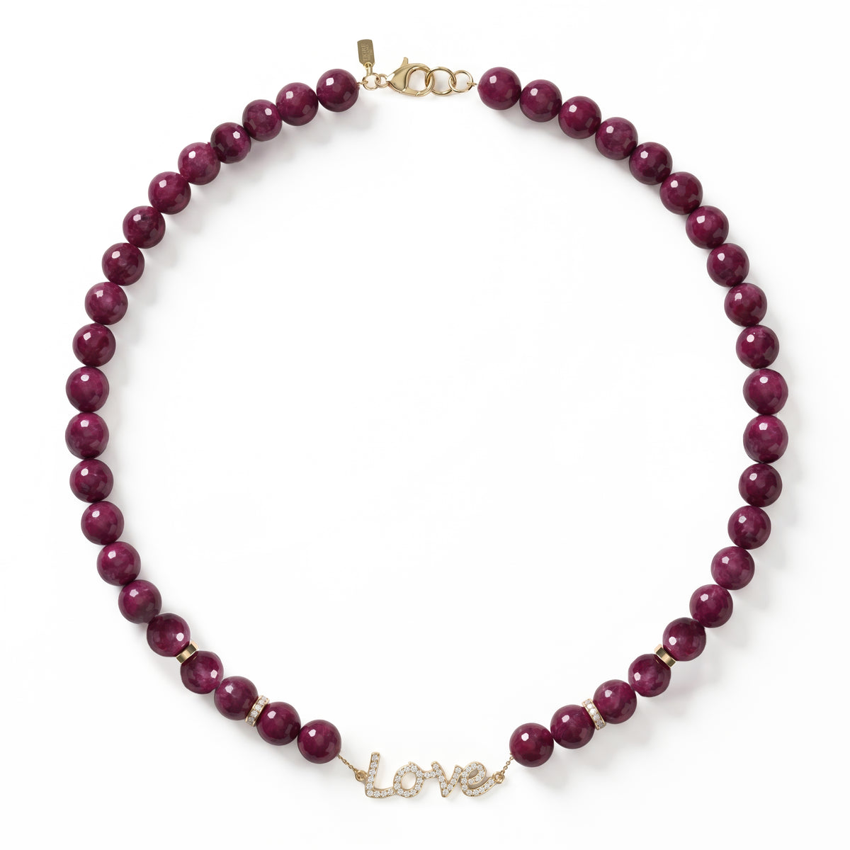 Love Diamond Crimson Bead Necklace