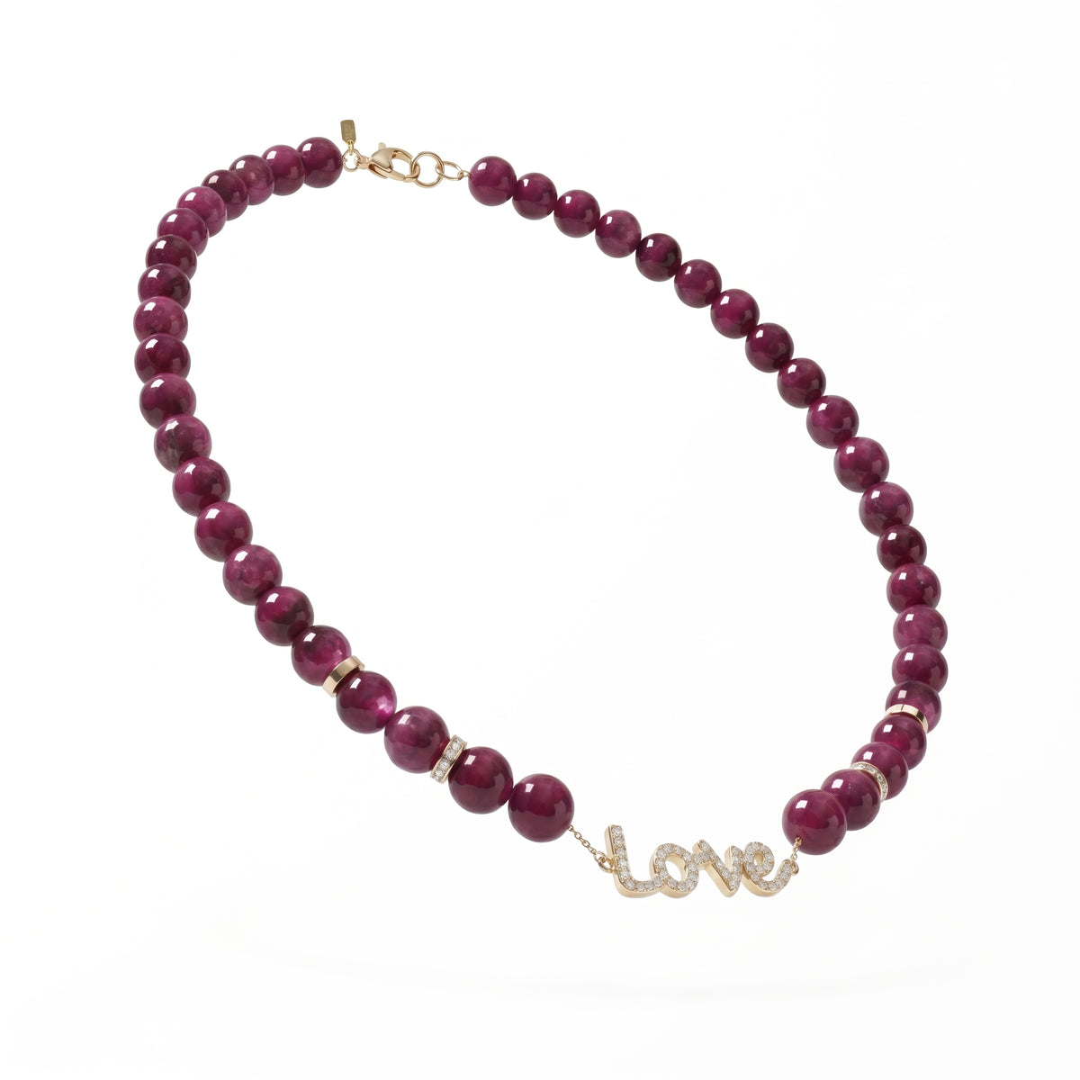 Love Diamond Crimson Bead Necklace