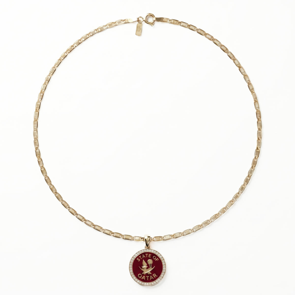 Qatar Rouge Enamel Pendant Necklace