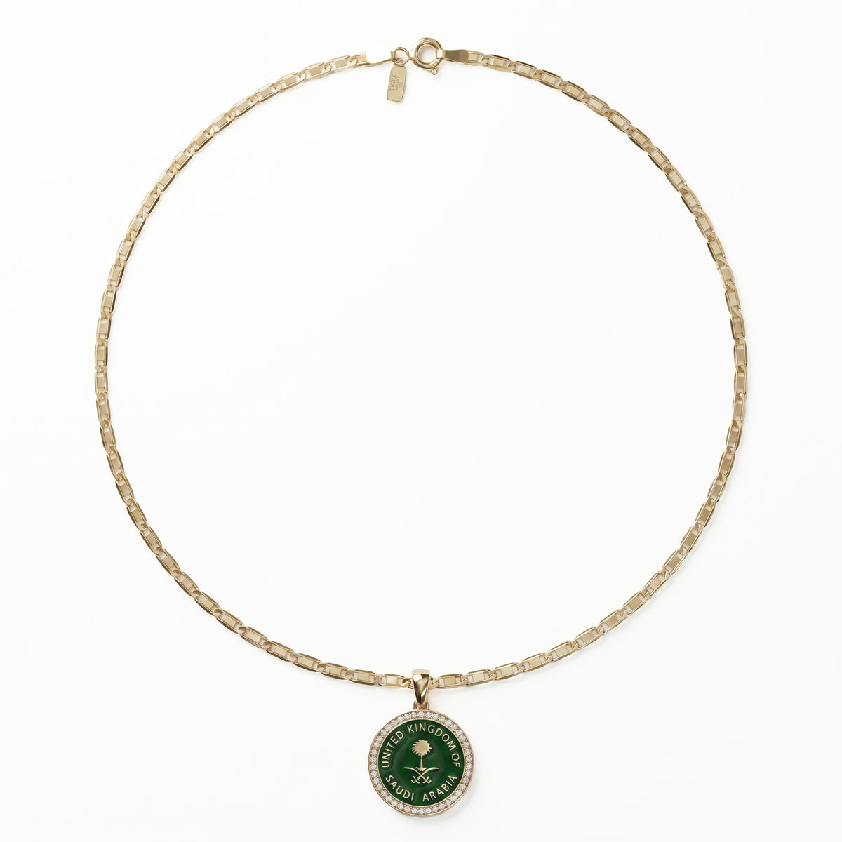 Saudi Vert Enamel Pendant Necklace