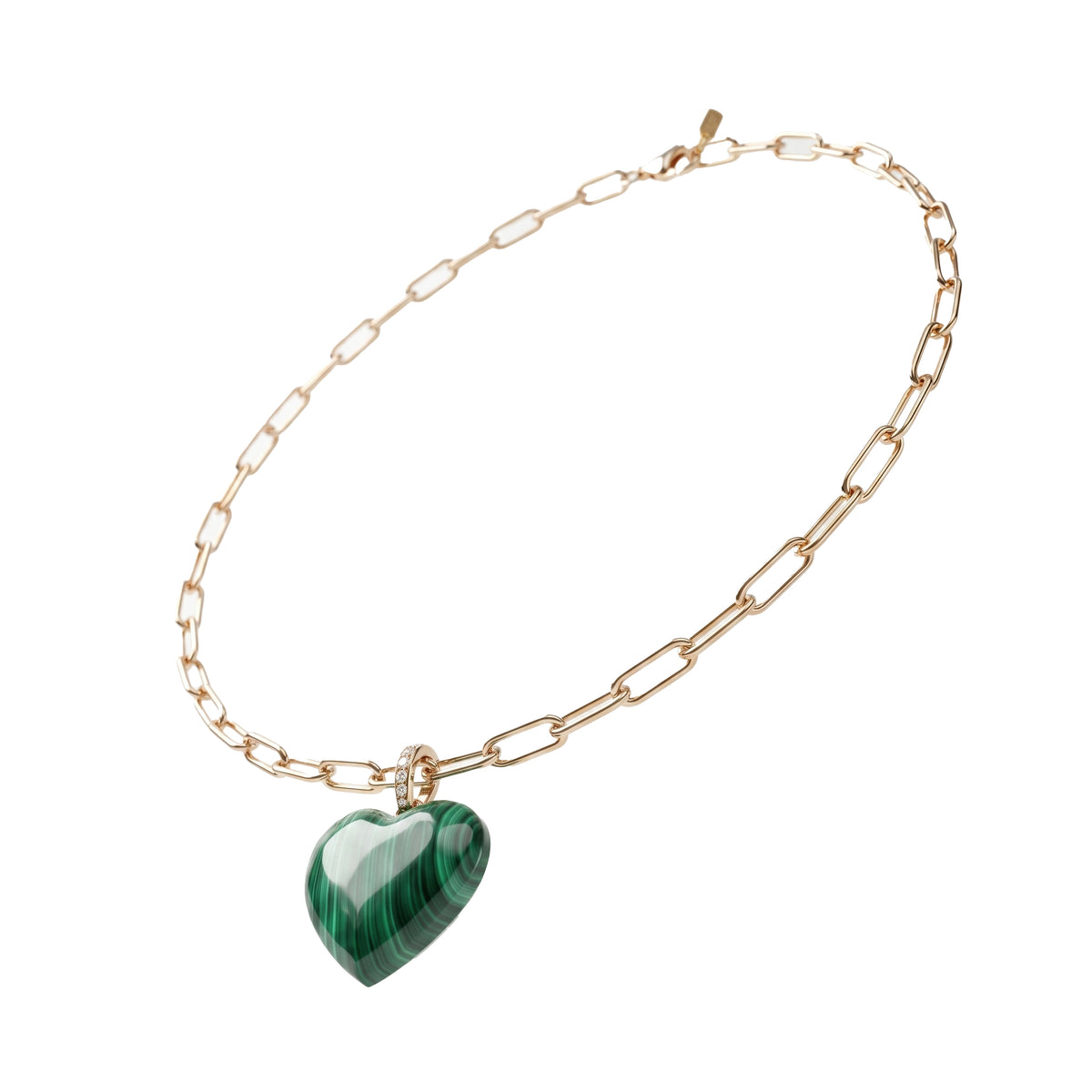 Malachite Heart Bead Necklace