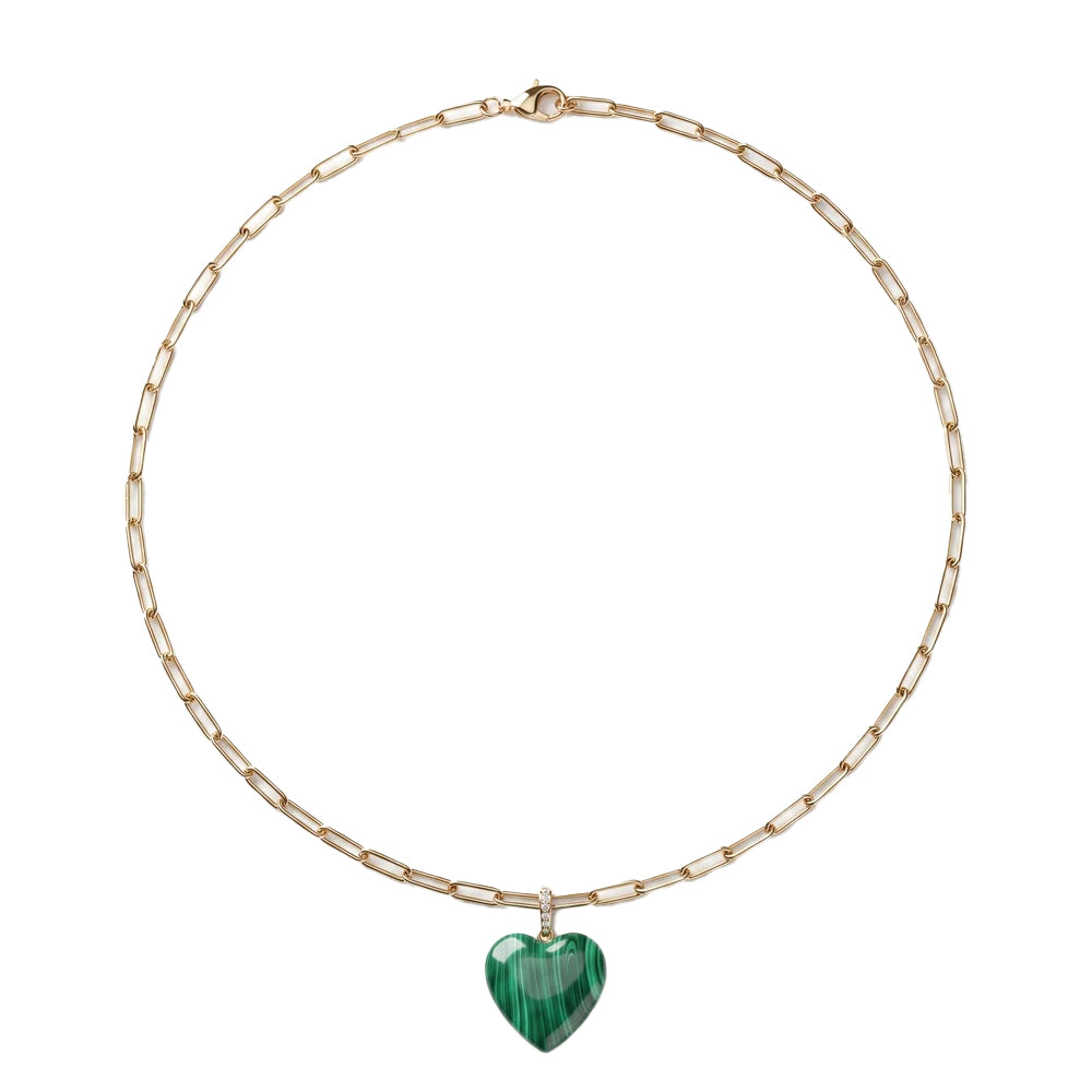 Malachite Heart Bead Necklace
