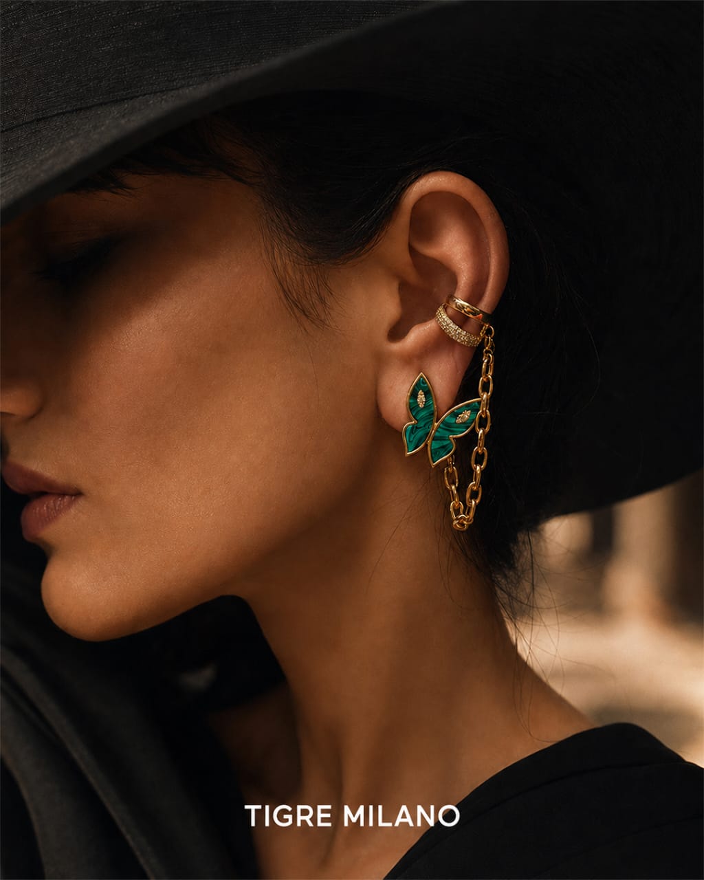 Farfalla Malachite Moyen Earrings